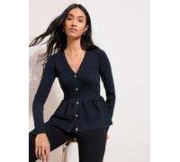 Friends Like These Friends Like These Navy Blue Peplum Compact Knit Cardigan