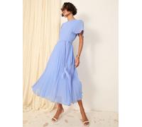 Friends Like These Friends Like These Pale Blue Angel Sleeve Chiffon Pleat Midi Dress Pale Blue EU 50 (UK 22)