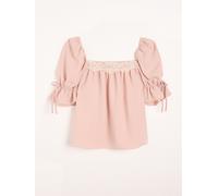 Friends Like These Friends Like These Pink Square Neck Lace Trim Blouse