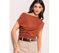 Friends Like These Friends Like These Rust Red Draped Off The Shoulder Top