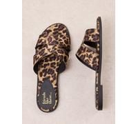 Friends Like These Friends Like These Satin Brown Leopard Standard Fit Comfort Mule Casual Flat Sandals