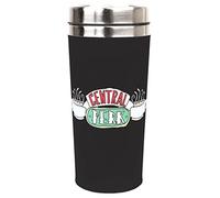 FRIENDS - Mug de Voyage 450ml/ 15,5oz - Noir - Acier Inoxydable à Double Paroi - Contrôle de la Température Jusqu'à 5 Heures - Doté du Logo Central Perk et d’un Couvercle à Visser