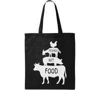 Friends Not Food Go Sac fourre-tout en coton écologique végétalien Noir, Noir , Taille unique