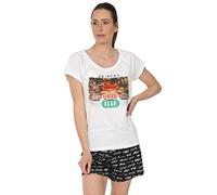 FRIENDS Pyjama Court Central Perk pour Femme, pour café, émission de télévision, Noir et Blanc (8-10, Numeric_8)