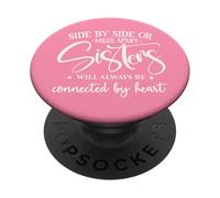 Friends Side by Side Miles Apart Sisters Connected by Heart PopSockets PopGrip Adhésif
