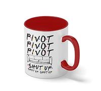 Friends Sitcom Series Sofa Pivot Shut Up Blanc tasse à café avec Red Rim et poignée Mug