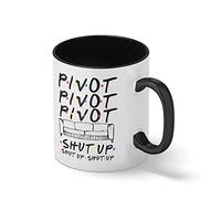 Friends Sitcom Series Sofa Pivot Shut Up Blanc tasse de café avec jante noire et poignée Mug