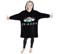 FRIENDS Sweat à Capuche Enfant Pull Plaid Oversize en Polaire Central Perk (Noir)