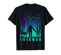 Friends Unicorn Bigfoot Alien Sasquatch UFO Abduction T-Shirt