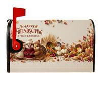 Friendsgiving Housse magnétique pour boîte aux lettres Motif oiseaux 45,7 x | Feuillage d'automne, couvercle de boîte aux lettres, corne d'abondance, citrouilles, thème de récolte, citation d'amis