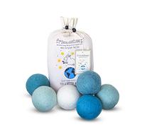 Friendsheep Lot de 6 balles de séchage en laine bio réutilisables de qualité supérieure sans cruauté envers les animaux Fait à la main Commerce équitable Sans peluches Bleu océan
