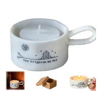 Friendship Themed Handled Tea Light Holder, Vintage Candle Cup with Carry Handle, Rustic Handcrafted Indoor Outdoor Candlestick for Home Decor,Wedding,Table Centerpiece Gift