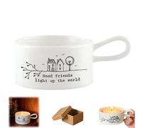 Friendship Themed Handled Tea Light Holder, Vintage Candle Cup with Carry Handle, Rustic Handcrafted Indoor Outdoor Candlestick for Home Decor,Wedding,Table Centerpiece Gift
