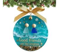 Friendship Tree Ornaments, Sentimental Christmas Charm Decoration for Sister Partner, Holiday Keepsake Ornament for Entryway Bedroom Book Club Ceramic 3 inches/7.62cm