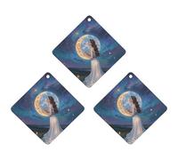 Friendship Under The Giant Moon Lot de 3 désodorisants à suspendre pour voiture, maison, bureau, style noir