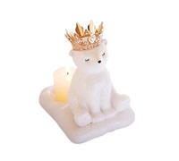 FriendshipHome Bougeoir Candleabra White Polar Bear Candle Holder Wearing Crown Holders Sparkling Cute Tealight Tea Light Candlestick Home Décor Gifts Mantle Decor Décoration de cheminée