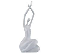 FriendshipHome Décoration intérieure Modern Statue Figurine Decorative Statues Woman Yoga Home in Resin Ornaments Centre de Table(White D,Matte)