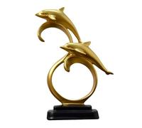 FriendshipHome Décoration intérieure Statue de Dauphin, Sculpture, décorations d'animaux Marins, centres Table Centre de Table(Gold)