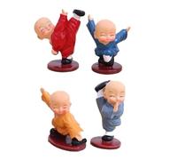 FriendshipHome Figurines de Bureau Figurine de Petits Moines, Statue Bouddha Shaolin, Moine Kong Fu, 4 pièces Accessoires de décoration intérieure