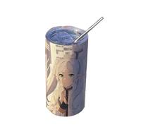 Frieren Cup Frieren : Beyond Journey's End Tasse à café de voyage avec paille pour garder au chaud 8 à 12 h, cadeau d'anime, 480 ml