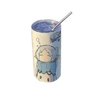 Frieren Cup Frieren : Beyond Journey's End Tasse à café de voyage avec paille pour garder au chaud 8 à 12 h, cadeau d'anime, 480 ml