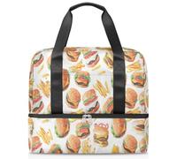 Fries Burgers Sac de sport pour femme et homme Kirls Garçons Filles 21 L Sac fourre-tout séparé pour voyage, gym, yoga, couleur, Big, Organiseur de sac