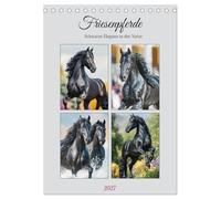 Friesenpferde. Schwarze Eleganz in der Natur (Tischkalender 2027 DIN A5 hoch), CALVENDO Monatskalender: Die majestätische Schönheit der Friesen in eindrucksvollen Bildern
