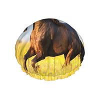 Friesian Horse Bonnet de Douche Hydrofuge Chapeau de Bain Réutilisable Durable Polyester Élastique pour Hommes Femmes 4.3x10.6 Pouces