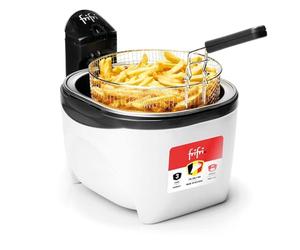 frifri Friteuse Initiation 3L 3200W - Friteuse Ronde, Technologie Zone Froide, Sécurité Brevetée, Poignée Repliable - Nettoyage Facile - Blanc Plastique