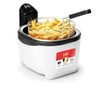 frifri - Friteuse Initiation 3L Plastique Blanc 3200W - Design Rétro Rond, Technologie Zone Froide, Sécurité Brevetée, Nettoyage Facile, Poignée Repliable