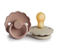 FRIGG Daisy Lot de 2 sucettes | Sucette en latex | Fabriqué au Danemark | Sans BPA | Tétine Cerise Symétrique | (Blush/Cream, Taille 1 (0-6 Mois))