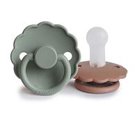 FRIGG Daisy Lot de 2 sucettes | Sucette en silicone | Sans BPA | Fabriqué au Danemark | Tétine Cerise Symétrique | (Lily Pad/Rose Gold, Taille 2 (6-18 Mois))