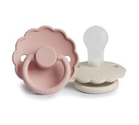 FRIGG Daisy Lot de 2 sucettes | Sucette en silicone | Sans BPA | Fabriqué au Danemark | Tétine Cerise Symétrique | (Blush/Cream, Taille 1 (0-6 Mois))