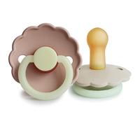 FRIGG Daisy Night Lot de 2 sucettes | Sucette en latex | Fabriqué au Danemark | Sans BPA | Tétine Cerise Symétrique | (Blush Night/Cream Night, Taille 2 (6-18 Mois))