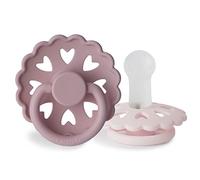 FRIGG Fairytale Lot de 2 sucettes | Sucette en silicone | Sans BPA | Fabriqué au Danemark | Tétine Cerise Symétrique | (Twilight Mauve/White Lilac, Taille 2 (6-18 Mois))