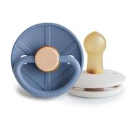 FRIGG Little Viking Sucette en Latex | Lot de 2 sucettes | Sucette en Caoutchouc | Fabriqué au Danemark | Sans BPA | Tétine Cerise Symétrique | (Ocean View/Cream, Taille 1 (0-6 Mois))