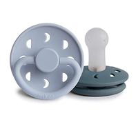 FRIGG Moon Phase Lot de 2 sucettes | Sucette en silicone | Sans BPA | Fabriqué au Danemark | Tétine Cerise Symétrique | (Powder Blue/Slate, Taille 2 (6-18 Mois))