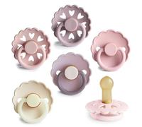 FRIGG Multipack Sucettes en Latex | Lot de 6 Sucettes | Sucettes en Caoutchouc | Fabriqué au Danemark | Sans BPA | Tétine Cerise Symétrique | (Blooming Love, Taille 2 (6-18 Mois))