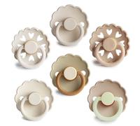FRIGG Multipack Sucettes en Latex | Lot de 6 Sucettes | Sucettes en Caoutchouc | Fabriqué au Danemark | Sans BPA | Tétine Cerise Symétrique | (Cinnamon Charm, Taille 2 (6-18 Mois))