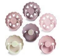 FRIGG Multipack Sucettes en Silicone | Lot de 6 Sucettes | Fabriqué au Danemark | Tétine Cerise Symétrique | (Blooming Love, Taille 2 (6-18 Mois))