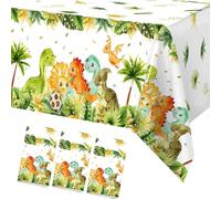 Frigg Nappe de Table Dinosaure, 3Pcs 220 * 130cm Nappe Verte avec Dinosaure, Nappe Anniversaire, pour Les Décorations de Fête Dinosaure, Décorations Anniversaire Enfants, Baby Shower