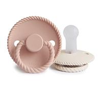 FRIGG Rope Lot de 2 sucettes | Sucette en silicone | Sans BPA | Fabriqué au Danemark | Tétine Cerise Symétrique |(Blush/Cream, Taille 2 (6-18 Mois))