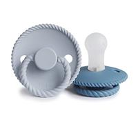 FRIGG Rope Lot de 2 sucettes | Sucette en silicone | Sans BPA | Fabriqué au Danemark | Tétine Cerise Symétrique |(Ocean View/Powder Blue, Taille 1 (0-6 Mois))