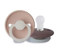 FRIGG Rope Night Lot de 2 Sucettes | Sucette en silicone | Fabriqué au Danemark | Sans BPA | Tétine Cerise Symétrique | Twilight Mauve Night/Blush Night (Taille 1 (0-6 Mois))