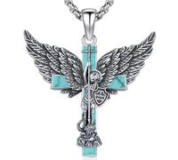 Friggem Collier Archange Michael/St Benoît/Saint Christopher Argent Sterling 925 Pendentif Bijoux Amulettes Religieuses Homme Femme Festivals Cadeaux