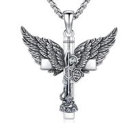 Friggem Collier Archange Michael/St Benoît/Saint Christopher Argent Sterling 925 Pendentif Bijoux Amulettes Religieuses Homme Femme Festivals Cadeaux