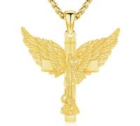 Friggem Collier Archange Michael/St Benoît/Saint Christopher Argent Sterling 925 Pendentif Bijoux Amulettes Religieuses Homme Femme Festivals Cadeaux