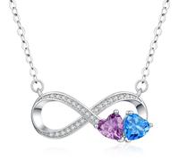 Friggem Collier Infini, Bijoux Femme Pendentif Infini Pierres de Naissance Cadeau pour Anniversaire de Mariage, Noël, Anniversaire, à offrir à Mère, Femme ou Petite Amie