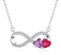 Friggem Collier Infini, Bijoux Femme Pendentif Infini Pierres de Naissance Cadeau pour Anniversaire de Mariage, Noël, Anniversaire, à offrir à Mère, Femme ou Petite Amie