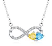 Friggem Collier Infini, Bijoux Femme Pendentif Infini Pierres de Naissance Cadeau pour Anniversaire de Mariage, Noël, Anniversaire, à offrir à Mère, Femme ou Petite Amie
